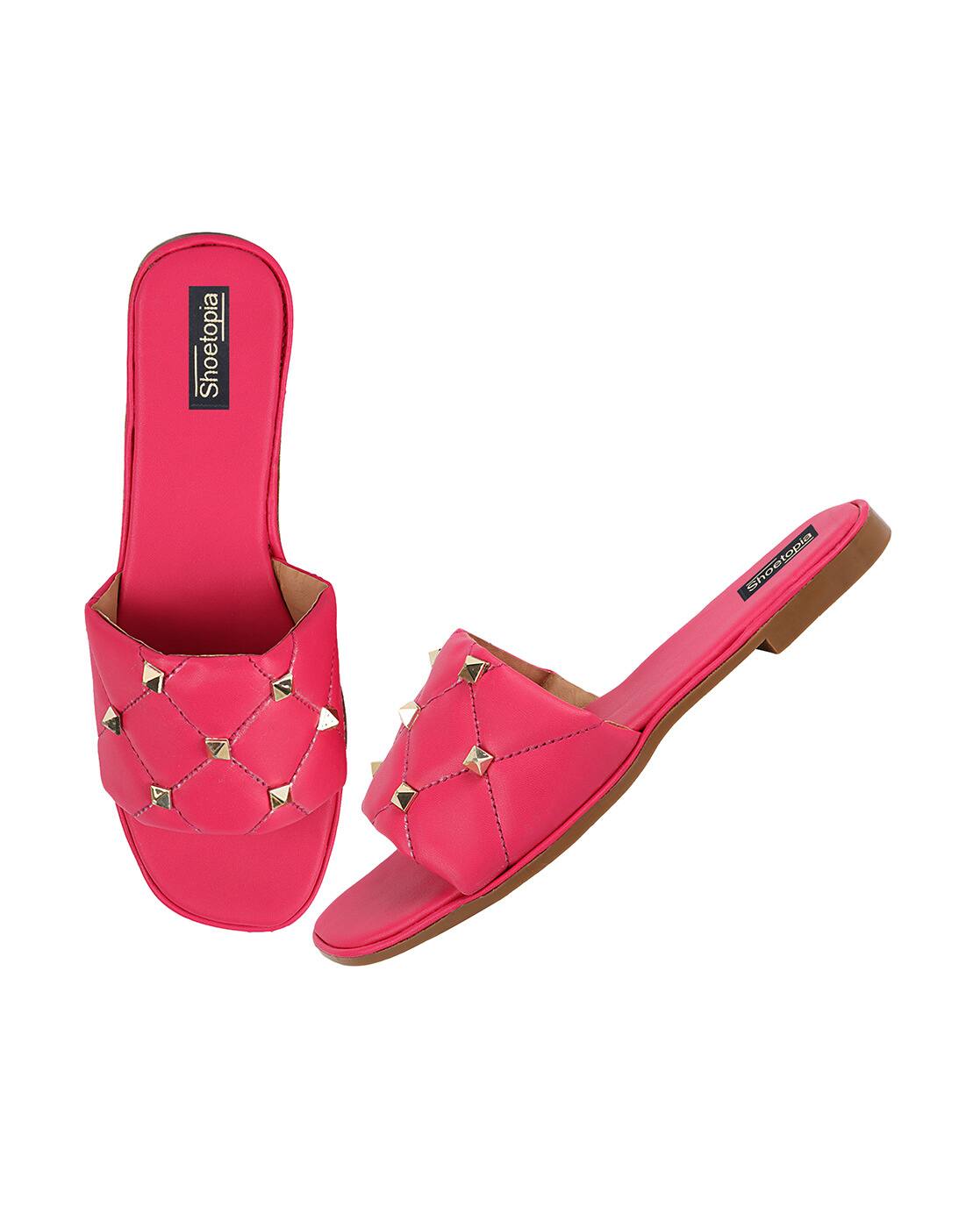 Buy Magenta Flat Sandals for Women by Shoetopia Online | Ajio.com