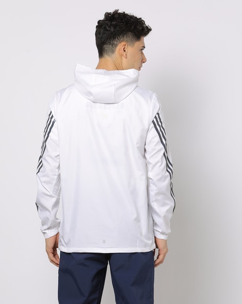 Zip Front Hoodie with Side Stripes