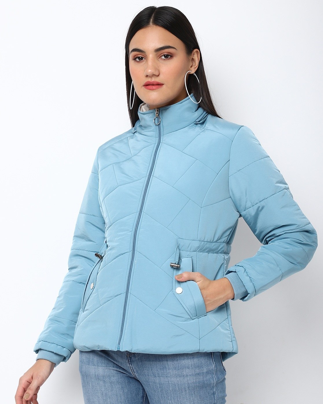 Buy online Women Solid Hooded Quilted Jacket from jackets and blazers and  coats for Women by V-mart for ₹849 at 15% off | 2024 Limeroad.com