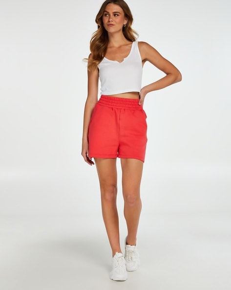 Red sweat 2024 shorts women's