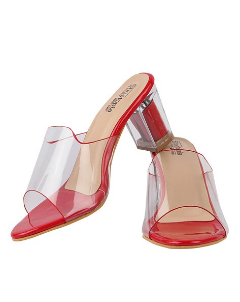 Red clear 2025 strap heels