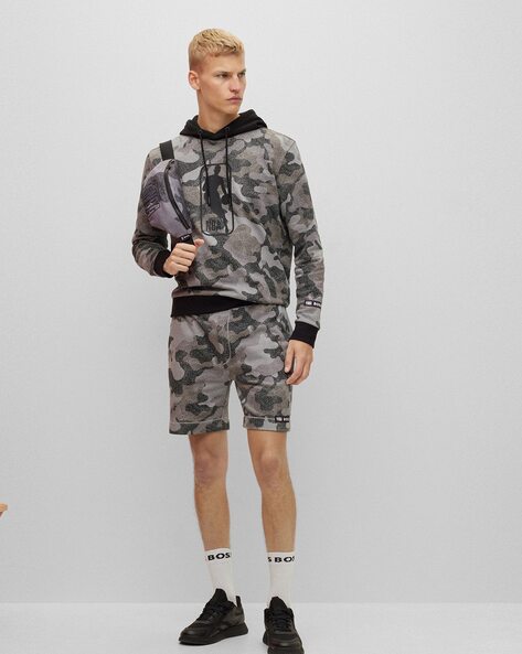BOSS - BOSS & NBA cotton-terry shorts with camouflage pattern