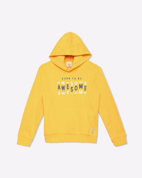 Typographic Print Sustainable Hoodie with Ribbed Hem