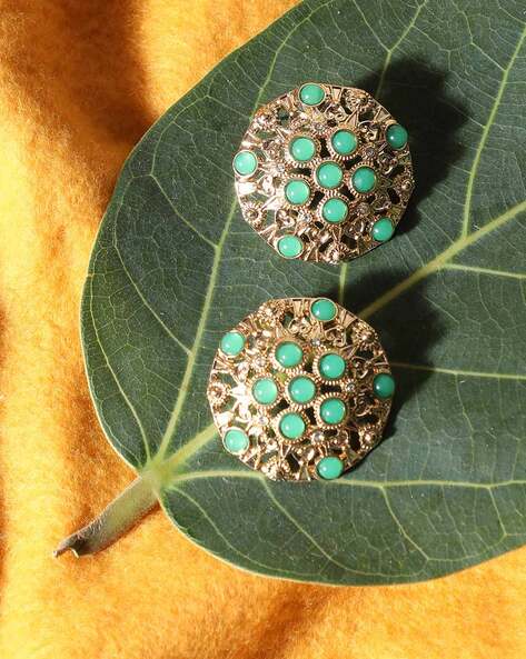 Gorgeous Green Turquoise 925 Solid Sterling Silver Earrings 40mm | Natural  Rocks by Kala