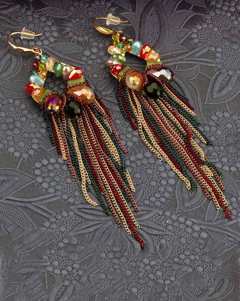 Gold-Plated Blue & Gold Fabric Handcrafted Contemporary Drop Earrings –  DIVAWALK | Online Shopping for Designer Jewellery, Clothing, Handbags in  India