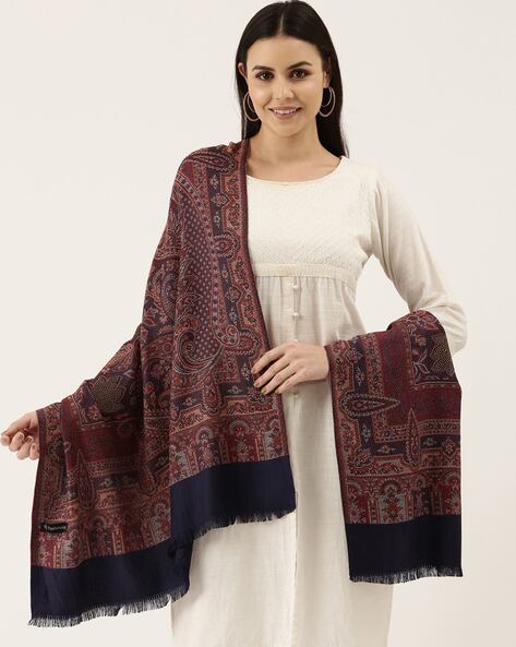 Embellished Shawl with Frayed Hems Price in India