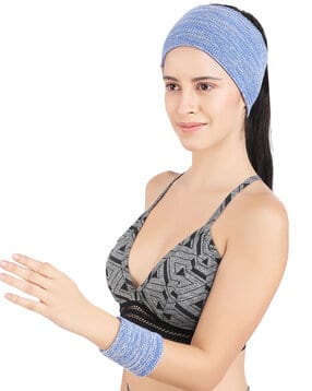 bharatasya Bhhbb-120322-036 Textured Head Wrap & Wristbands-picture-31