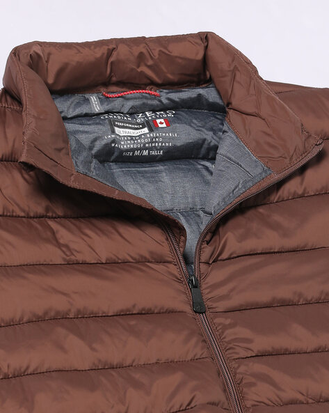 brown packable down jacket