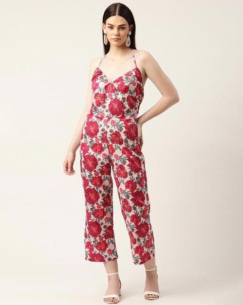 Peach best sale floral jumpsuit