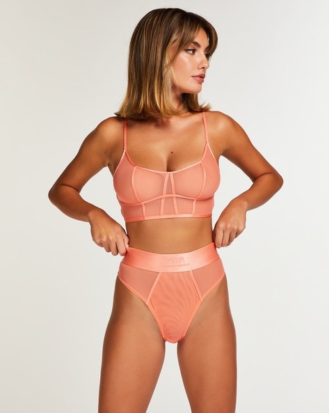 Buy Hunkemoller Mesh Longline Bralette, Pink Color Women