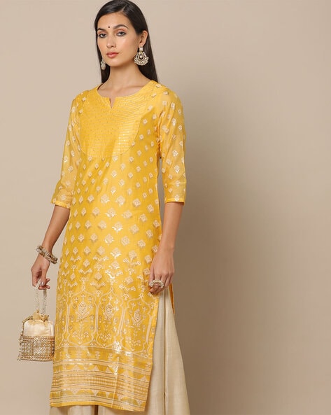 Yellow Kurtas for Women by Indie Picks Online | Ajio.com