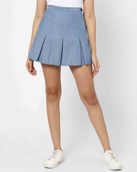 short blue skirt