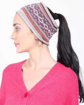 bharatasya Bhcp-091221-013 Geometric Print Knitted Wool Head Band-picture-26