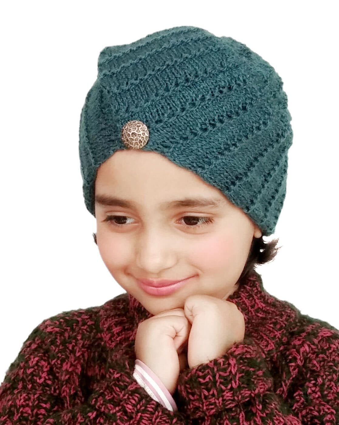Bharatasya Knitted Winter Slouchy Boho Cap and Scarf in Monogram pattern in  Soft Acrylic Wool Blend
