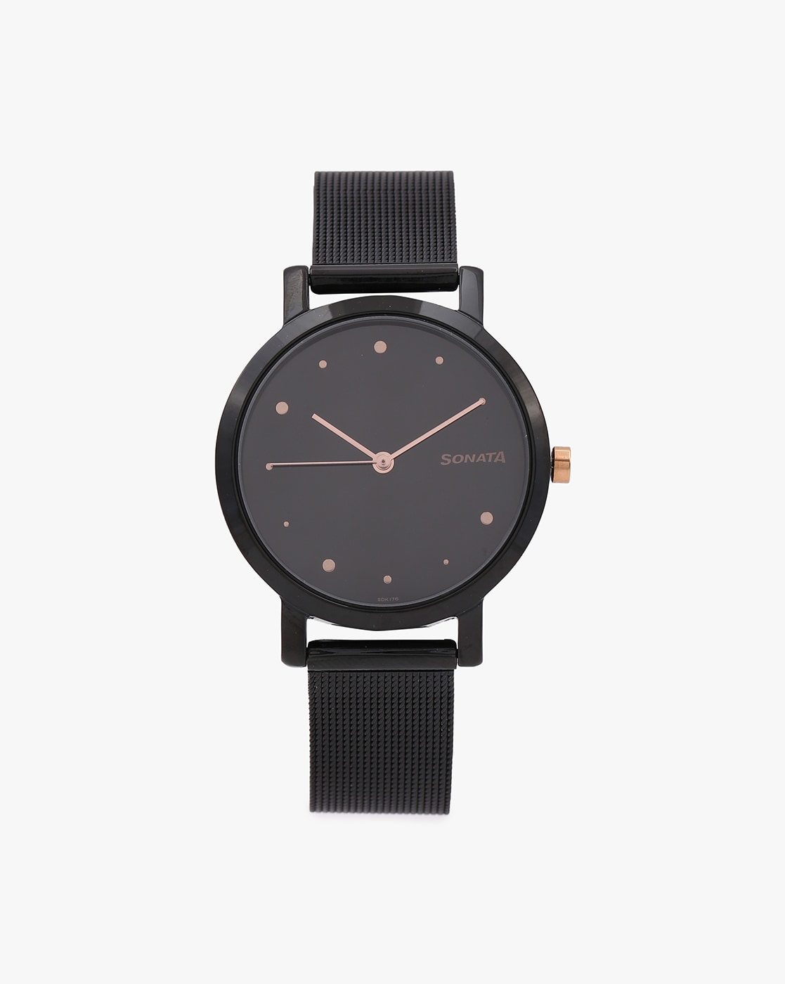 Sonata Linnea Black Dial Women Watch With Leather Strap