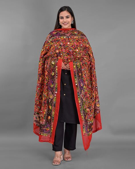 Mirror-Work Dupatta with Embroidered Details Price in India