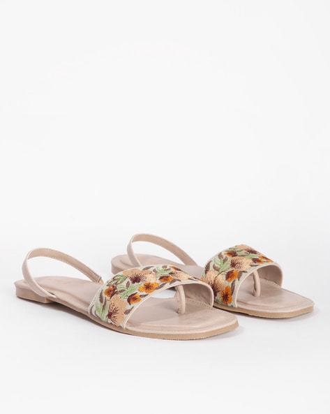 Buy Marc Loire Women's Open Toe Ethnic Slip-On Embellished Flat Sandals,  Strawberry at Amazon.in