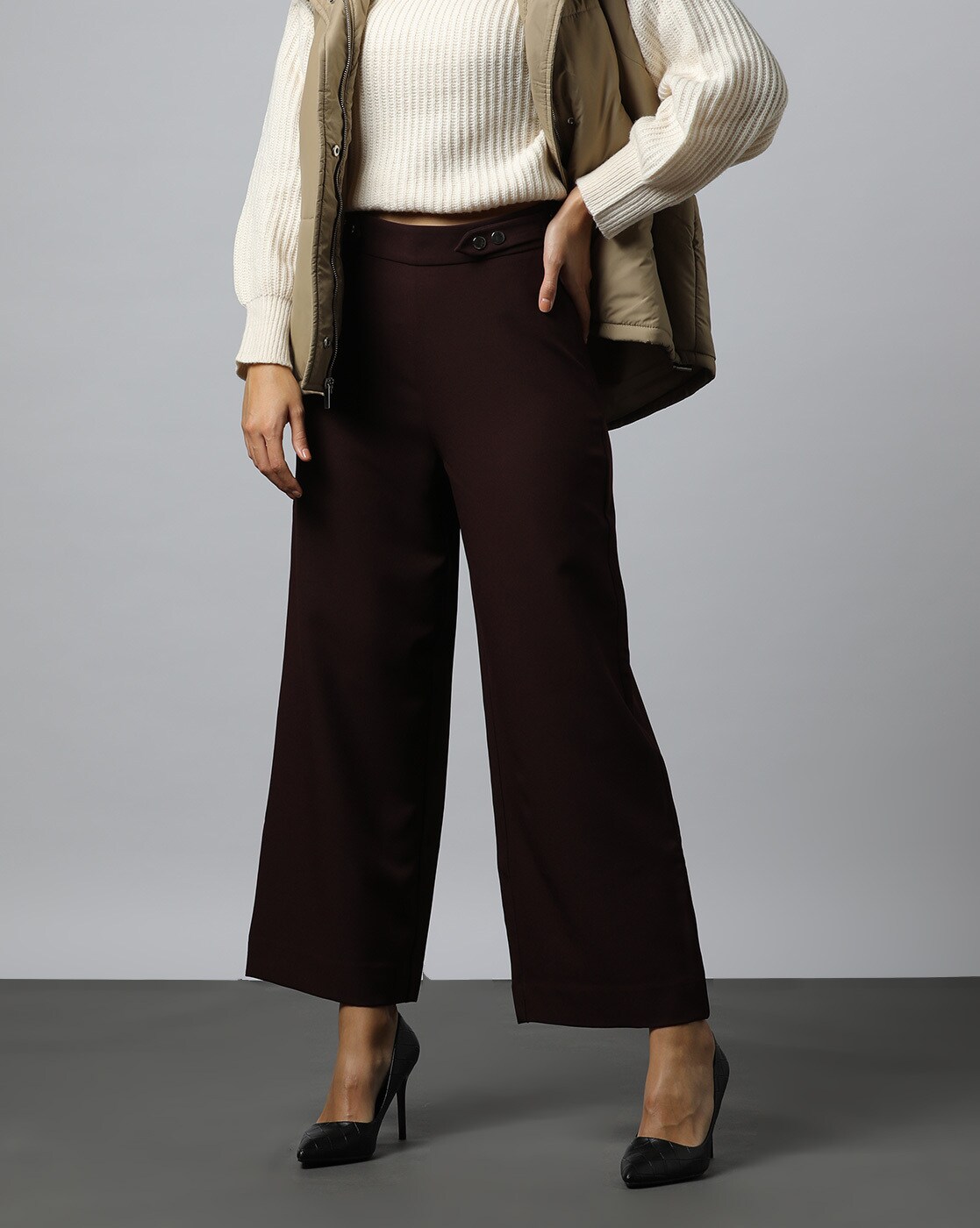 Buy Burgundy Trousers  Pants for Women by Outryt Online  Ajiocom