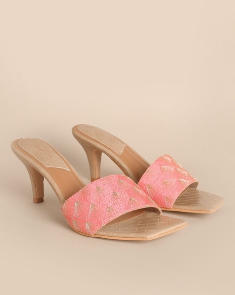 Embroidered sandals online heels