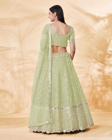 Buy Lime Green Sequins Georgette Wedding Wear Lehenga Choli From Designer Lehenga  Choli