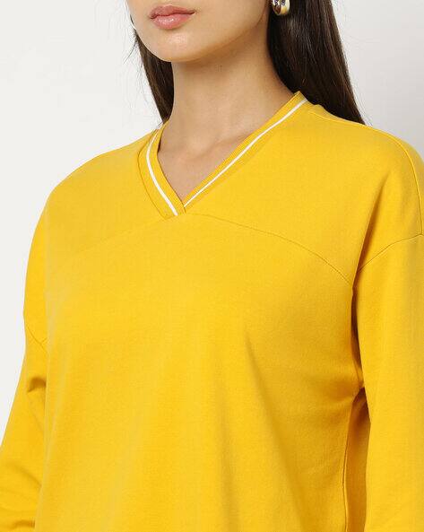 Buy Mustard Yellow Sweatshirt u0026 Hoodies for Women by Fyre Rose Online |  Ajio.com