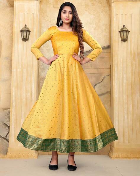 Georgette Fabric Function Wear Magnificent Gown In Yellow Color | Party  wear gown, Full sleeves dress, Prom dresses