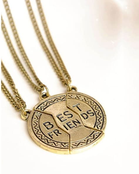 Pinapes Best Friends Forever BFF Necklace Chain Pendant for Bestie Gift for  women and girl