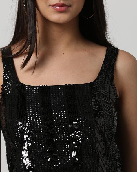 Women's Sequin Glitter Tops - Sleeveless Sparkle India