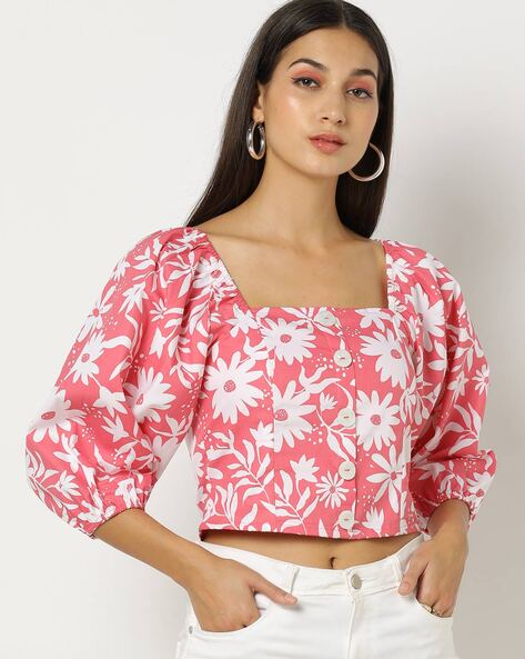 Crop-top cache-coeur | Rose