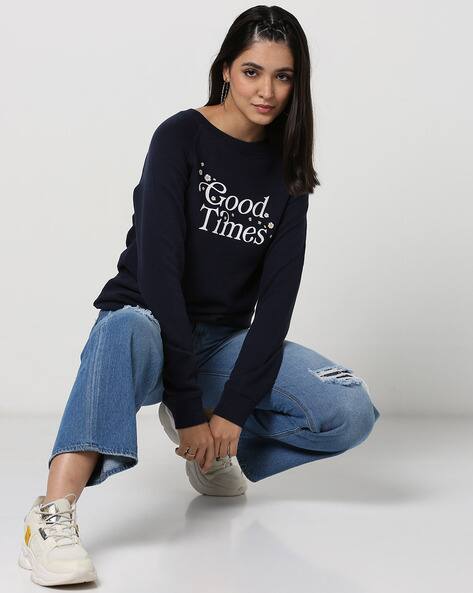 Marks & Spencer Pure Cotton Slogan Long-Sleeve Sweatshirt