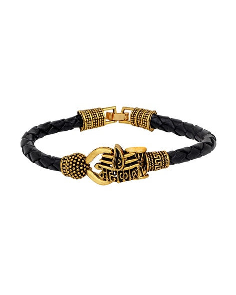 Buy Sullery Trishul Mahakal Black And Gold Leather, Stainless Steel Bracelet  For Men And Women at Amazon.in