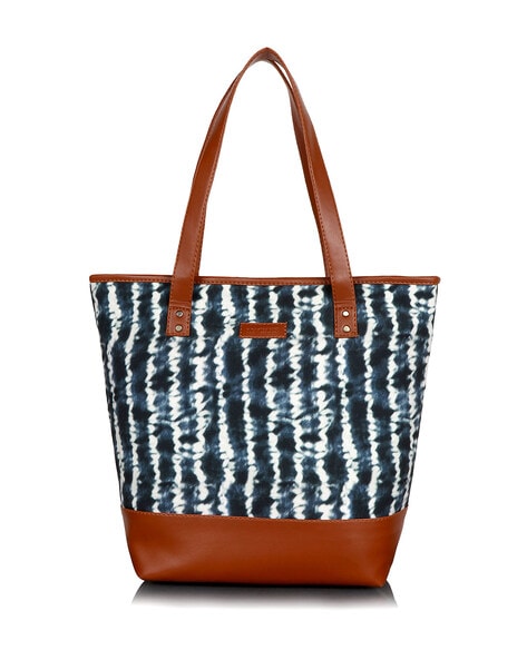 Buy Lychee Bags Blue & White Printed Tote Bag - Handbags for Women