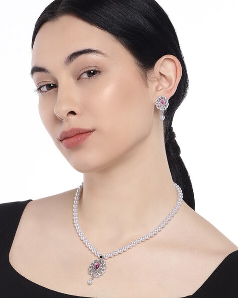 delicate blue eyes crystal swan necklace earrings set – Ocean Fashion