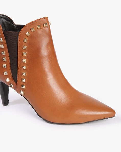 Aldo Black Heel Studded Zip Up Ankle Boots Womens Size 8.5 Booties | eBay
