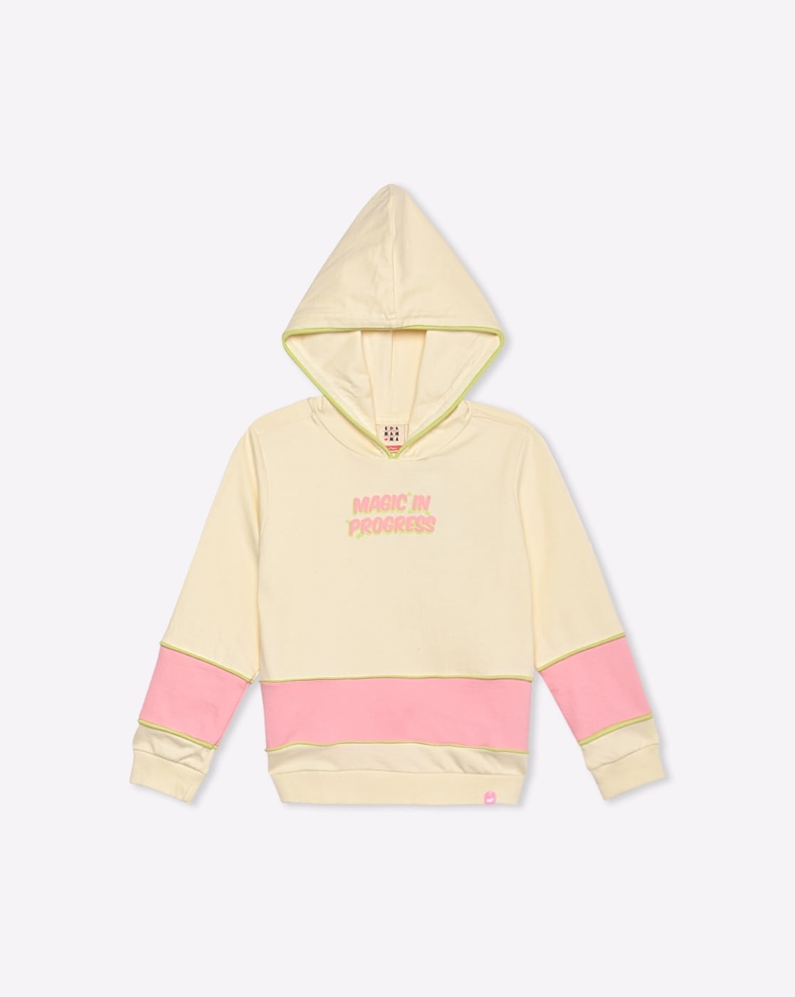 Pink hoodie outlet with yellow sleeves