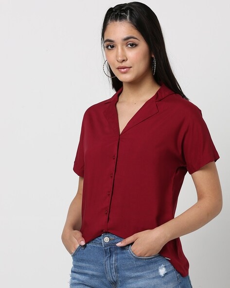 Wine red shirt womens hotsell