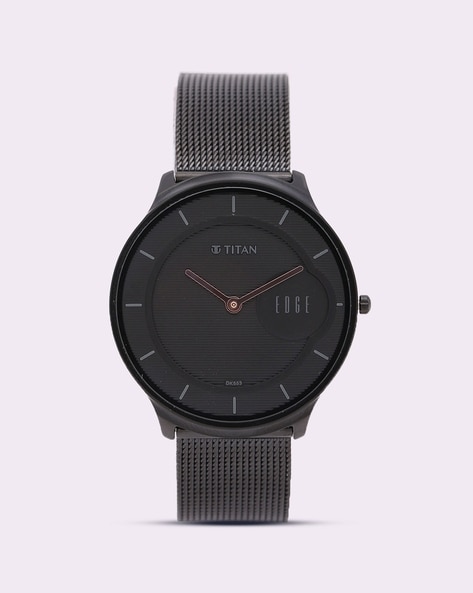 Titan black slim watch sale