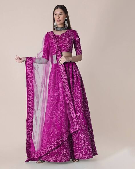 Purple Lehenga Choli With Chinon Chiffon Dupatta-1286 – Aman Sandhu Boutique