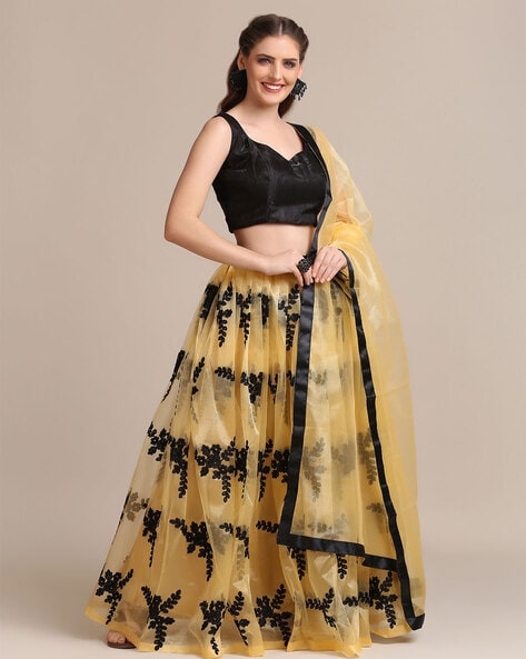 Elegant Cream And Black Lehenga Choli With Jacket