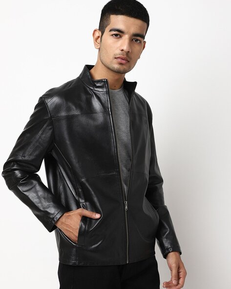 Tapered Leather Bomber Jacket | Gianfranco Ferré