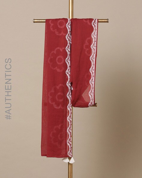 Hand-Dyed Handblock Print Cotton Mull Stole Price in India