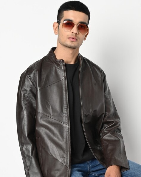 Quilted biker jacket - Dark brown - Men | H&M IN