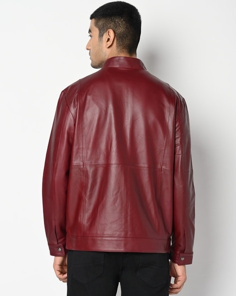 Genuine red hot sale leather jacket