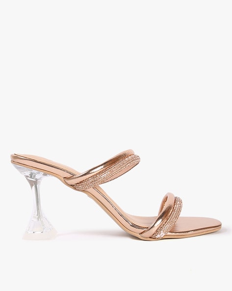 Women Rose Gold Gold-Toned Embellished Wedge Peep Toes – Inc5 Shoes