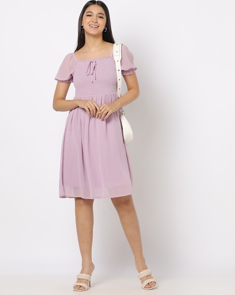 Bar Iii Women's Puff-sleeve Smocked Dress, Created For Macy's In Blue |  ModeSens