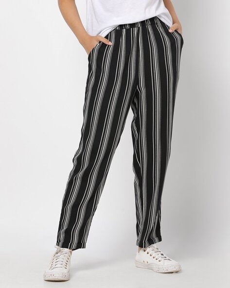 Buy Xpose Women Navy Blue & White Regular Fit Striped Trousers online-anthinhphatland.vn