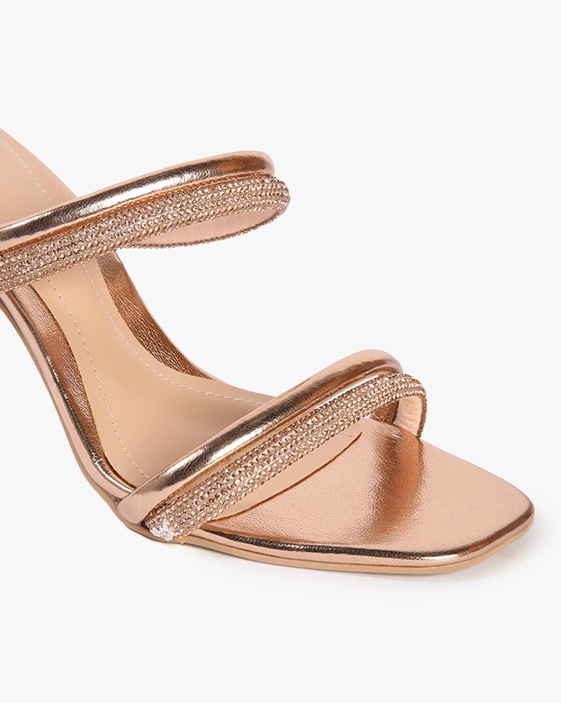 Women Metallic Glitter Chunky Heeled Strappy Sandals, Glamorous Gold Sandals  | SHEIN