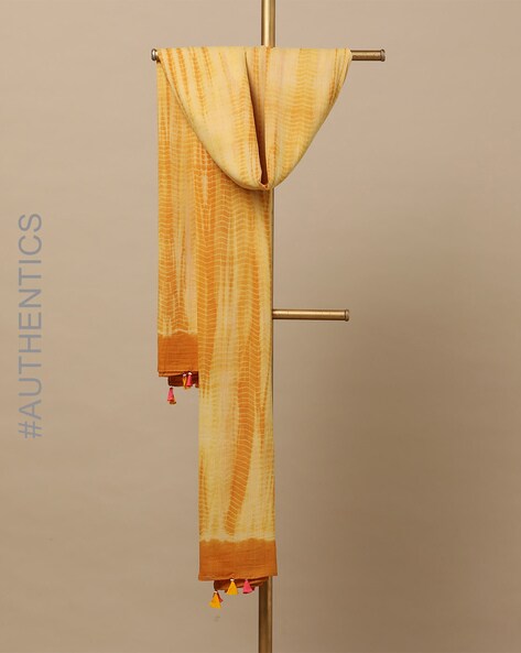 Shibori Tie & Dye Pure Cotton Dupatta with Tassels Price in India
