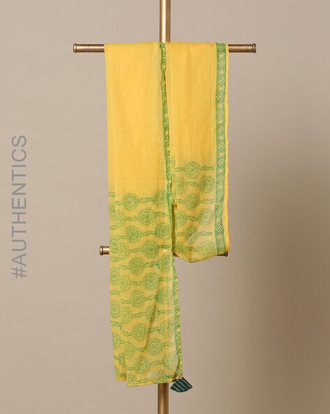 Hand-Dyed Handblock Print Cotton Mull Stole Price in India