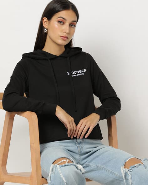 Buy Black Sweatshirt u0026 Hoodies for Women by Fyre Rose Online | Ajio.com